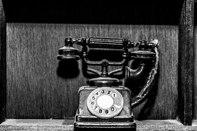 Close-up of telephone booth