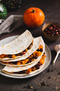 High angle view of food on table