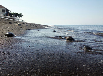 Scenic view of sea against clear sky