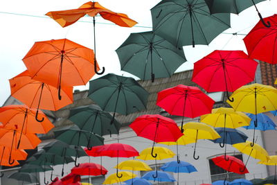 Low angle view of colorful umbrellas