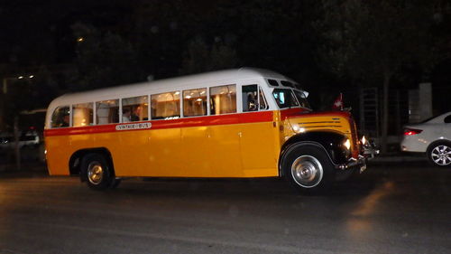 Vintage car at night