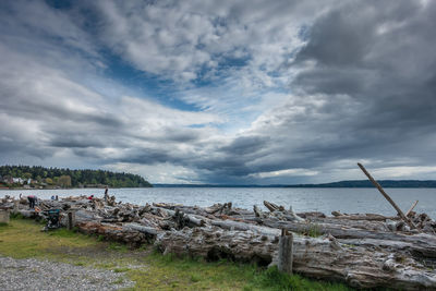 Scenic view of beach against sky