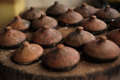 Close-up of blueberries on table