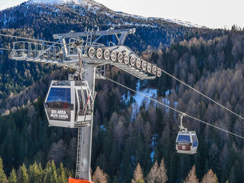 High angle view of overhead cable cars against mountains