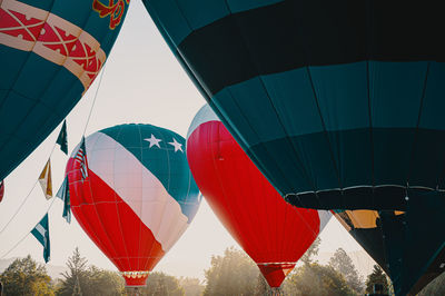 Low angle view of hot air balloon against sky