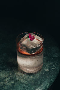 Close-up of ice cream in glass on table