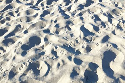 High angle view of sand at beach