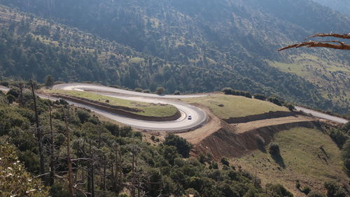 High angle view of mountain road