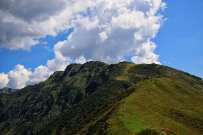 Mountains against cloudy sky