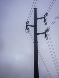 Low angle view of electricity pylon against sky