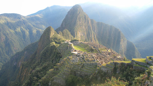 Scenic view of macchu picchu  against sky