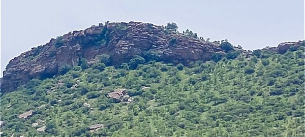 Scenic view of land against clear sky