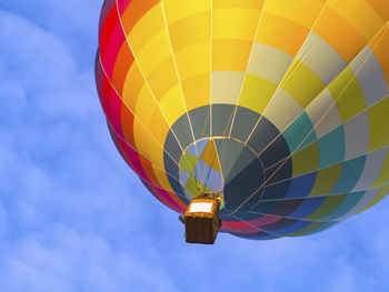 Low angle view of hot air balloon against sky