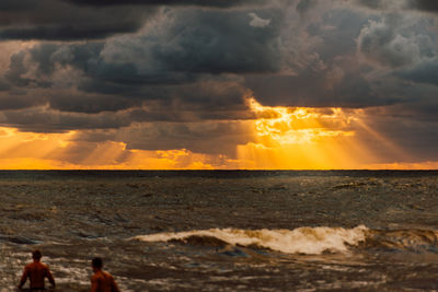 Scenic view of sea during sunset