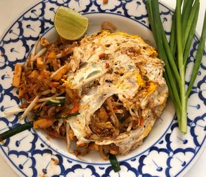 High angle view of meal served in plate