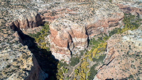 High angle view of rock formation on land