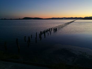 Scenic view of lake against clear sky