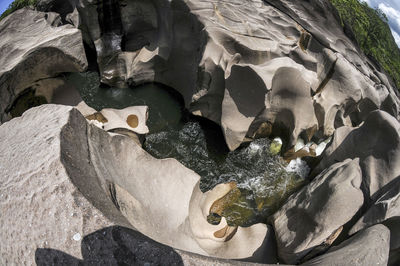 High angle view of rocks