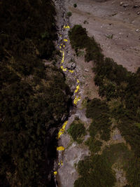 High angle view of road amidst rocks
