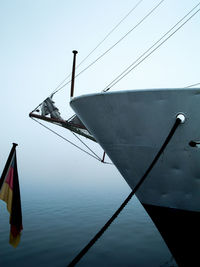 Close-up of boat against clear sky