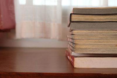 Close-up of books on table