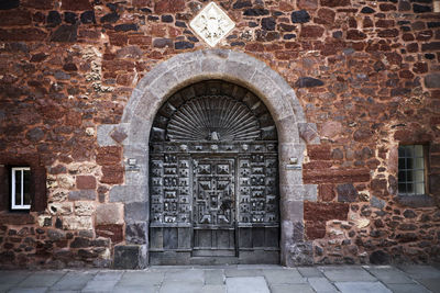 Closed door of old building