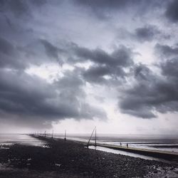 Scenic view of sea against cloudy sky