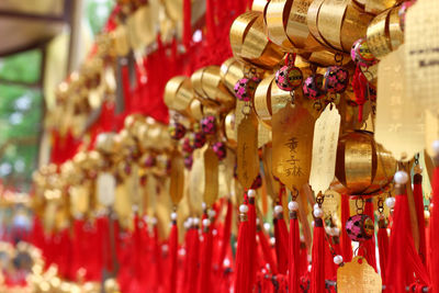 Close-up of christmas decorations for sale