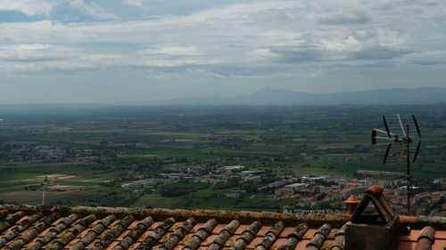 High angle view of townscape against sky