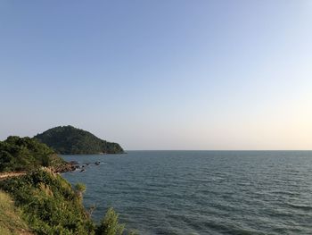 Scenic view of sea against clear sky