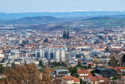 High angle view of townscape against sky