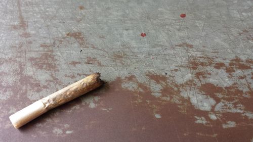 High angle view of wood on table