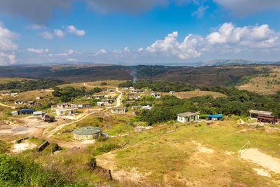 High angle view of townscape against sky