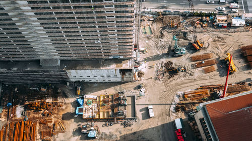 High angle view of buildings in city