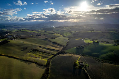 Scenic view of aerial landscape against sky