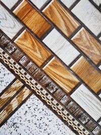 High angle view of pattern on wooden table