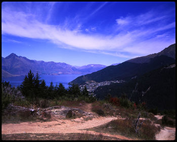 Scenic view of mountains against sky