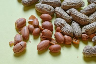 High angle view of candies on table