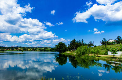 Scenic view of lake against sky