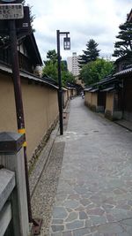 Footpath amidst buildings against sky