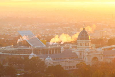 High angle view of buildings in city