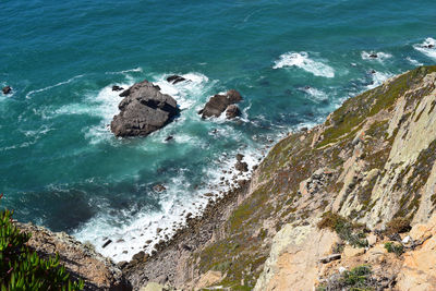 High angle view of sea against sky