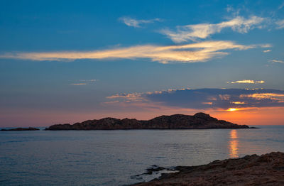 Scenic view of sea against sky during sunset