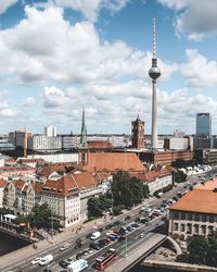 High angle view of cityscape