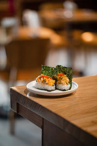 Close-up of food on table