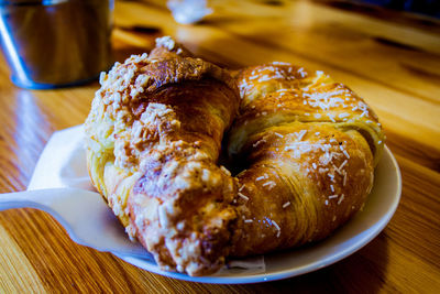 Close-up of food in plate on table