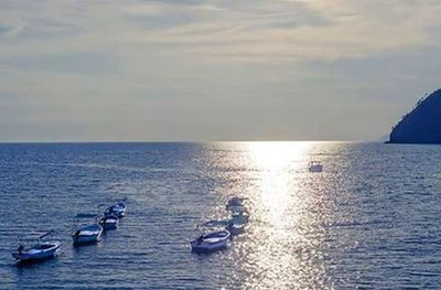 Boat sailing in sea