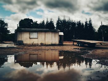 Reflection of cloudy sky on water