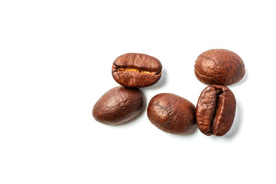 High angle view of cookies against white background