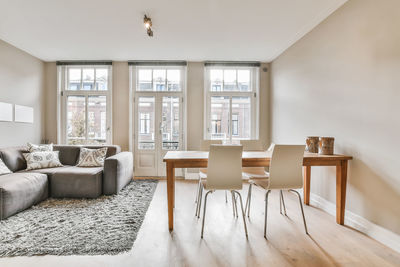 Empty chairs and table at home